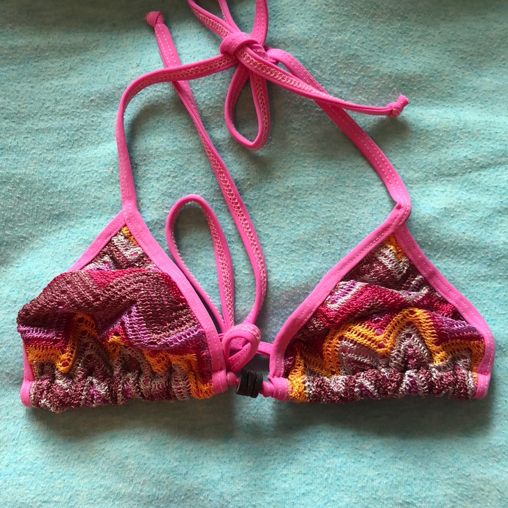 pink crochet bikini top